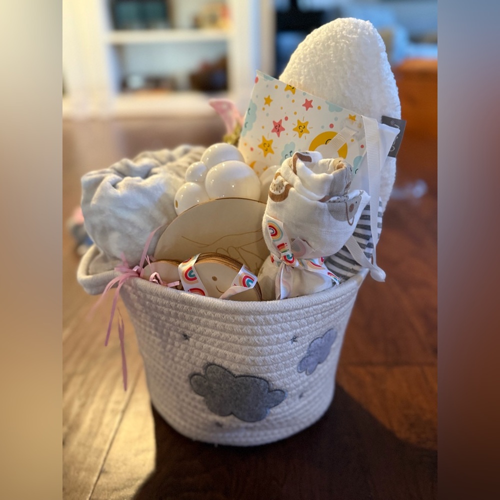 Cloud Themed Gender Neutral Baby Gift Basket